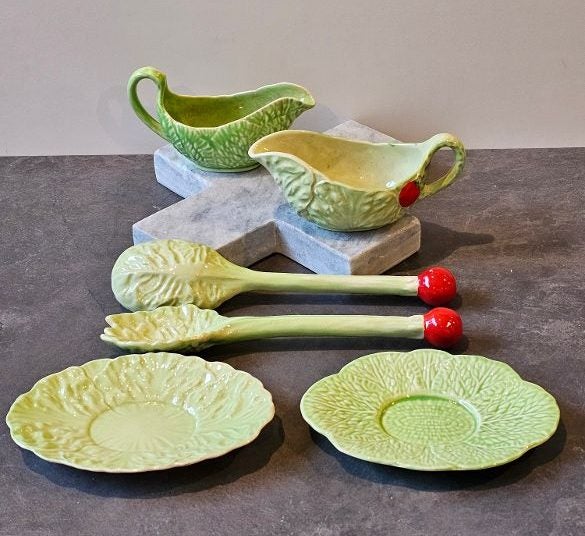 A small but delightful collection of Carlton Ware & Crown Devon. "Lettuce Leaf".62865829118081112
