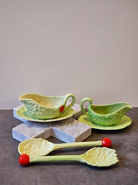 A small but delightful collection of Carlton Ware & Crown Devon. "Lettuce Leaf".62865829118081114