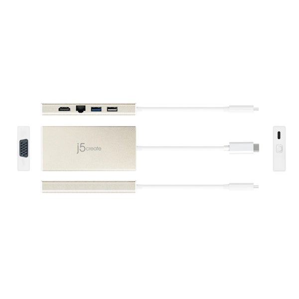 J5create USB-C 3.1 60W Power Delivery Multi Adapter Mini Docking Station, 1x 4K Carousel 3
