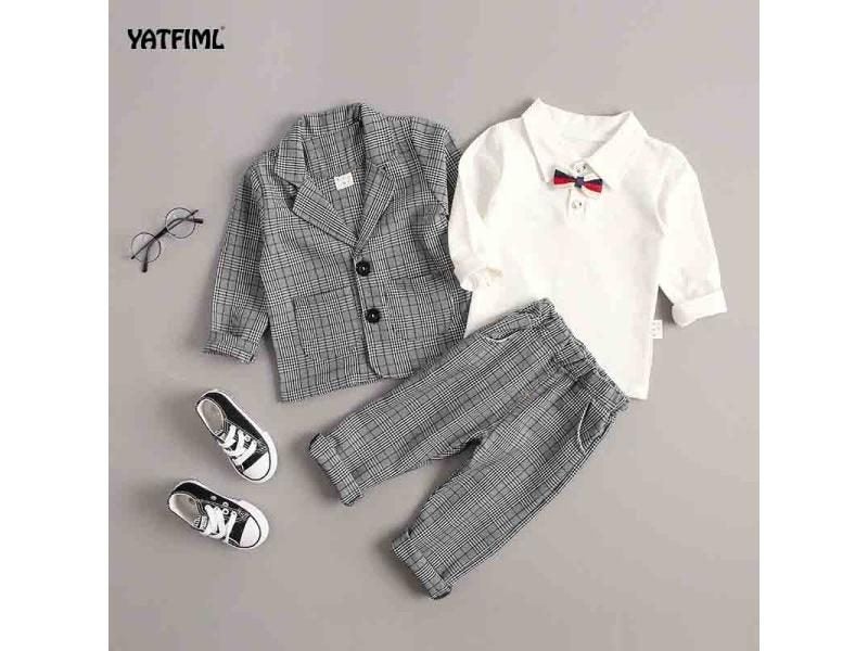 England Style Tuxedo Suits For Boys Formal Wedding Blazer Bow Tie Carousel 1