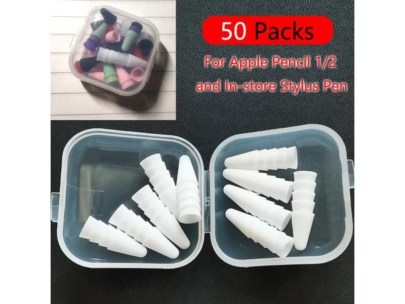 50Pcs Silicone Mute Nib Cover For Apple Pencil Tip Cover Replaceable Tip For Carousel 1