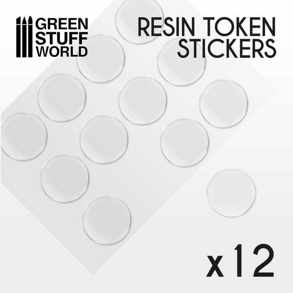 Green Stuff World: 12x Resin Token Stickers 40mm Carousel 1