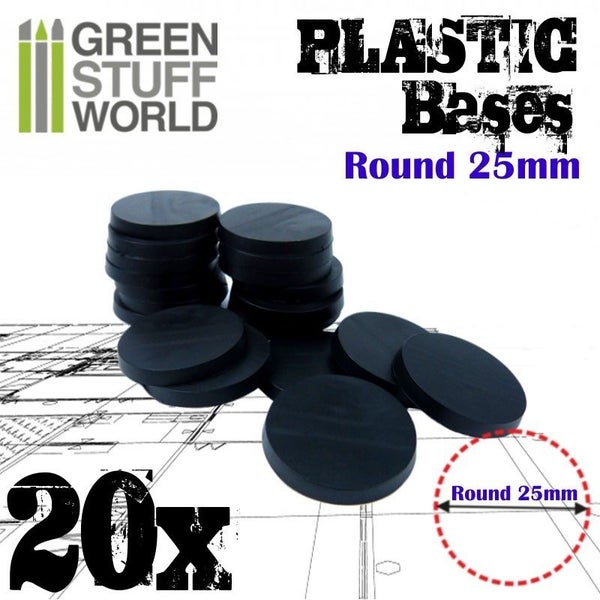 GSW: Black Plastic Bases (Round 25mm) - 20 Pack Carousel 1