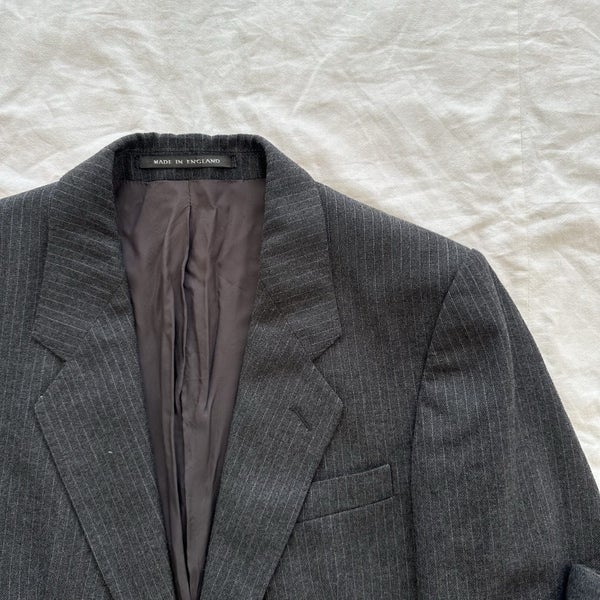 Vintage 1980s Pin Stiped Wool Blend Suit England Made Carousel 2