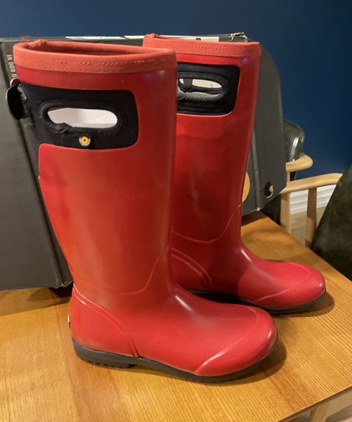 Woman’s Red Knee High Gumboots - Sz39/8 Brand New BOGS Carousel 1