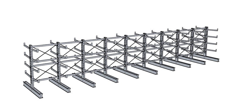 Seconds- 10 Post Double Sided Cantilever Racking with 850mmL Arms- SPECIAL PRICE Carousel 1