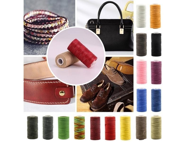 50M Craft Waxed Thread Cord 150D 0.8mm Flat Waxed Sewing Line Hand Stitching Carousel 1