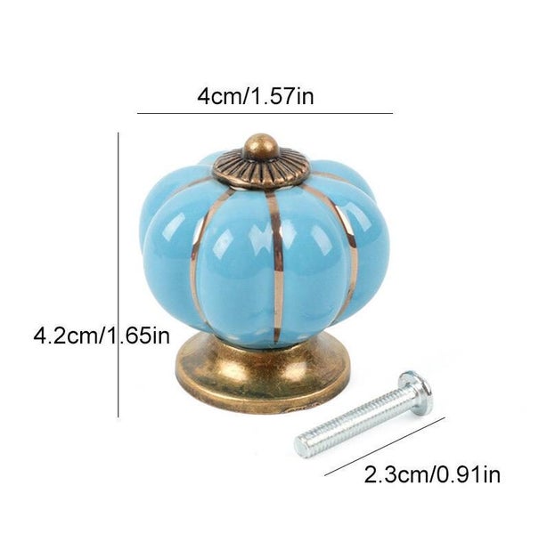 Pumpkin Shape Door Knobs Pull Handle Ceramic Blue Carousel 2