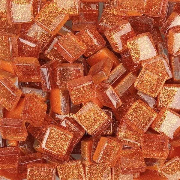 120g/4.23oz(Approx 120pcs) Glitter Shiny Glass Mosaic Tiles 1cm Square DIY Carousel 1