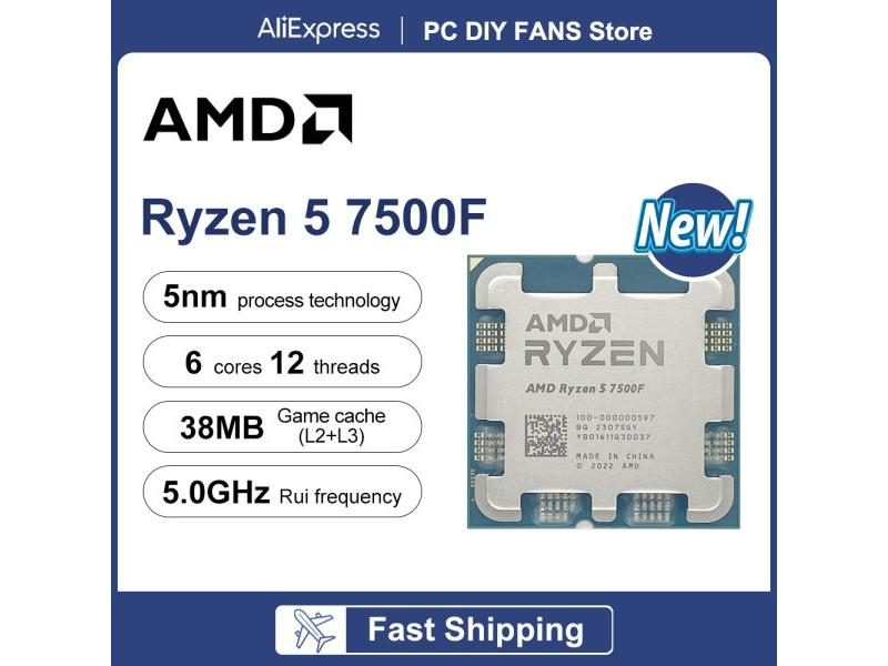 AMD Ryzen 5 7500F R5 7500F 3.7GHz 6-Core 12-Thread CPU Processor 5NM L3=32M Carousel 1