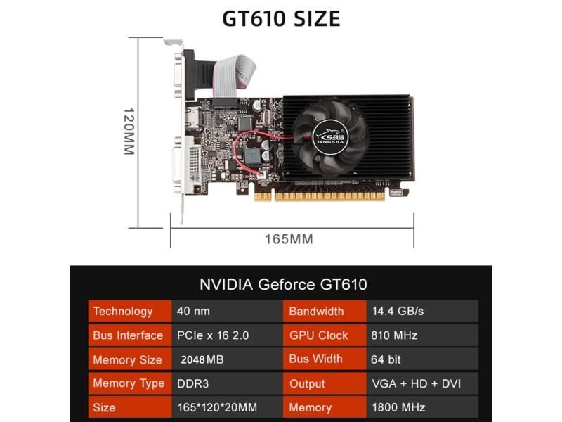 GT610 Video Card 1/2GB PCIE X16 2.0 NVIDIA GeForce GT610 Graphics Card Carousel 1