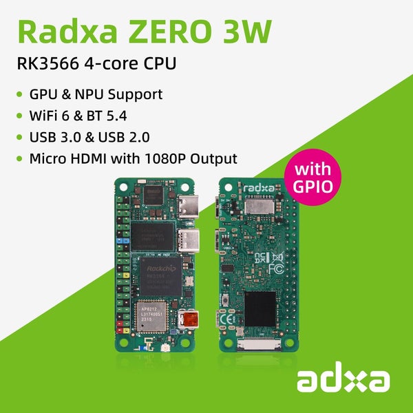 Radxa ZERO 3W RK3566 4-core CPU SBC GPU NPU HDMI With 1080P Output And WiFi 6 Carousel 1