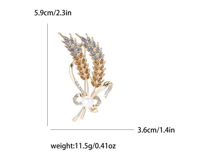 Trendy Rhinestone Wheat Ear Brooches For Women Ukrainian Wheats Pins Enamel Carousel 1