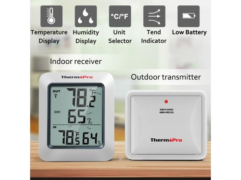 ThermoPro TP60C 60M Wireless Digital Indoor Outdoor Thermometer Hygrometer Carousel 2