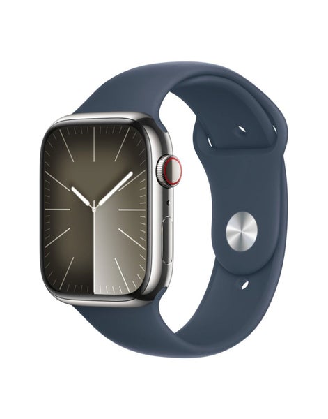 Apple Watch Series 9 45mm Silver Stainless Steel Case with Storm Blue Sport B... Carousel 1