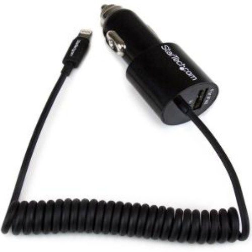 Auto Adapter-Dual-port Car Charger with Lightning Cable and USB 2.0 Port - Black Carousel 1