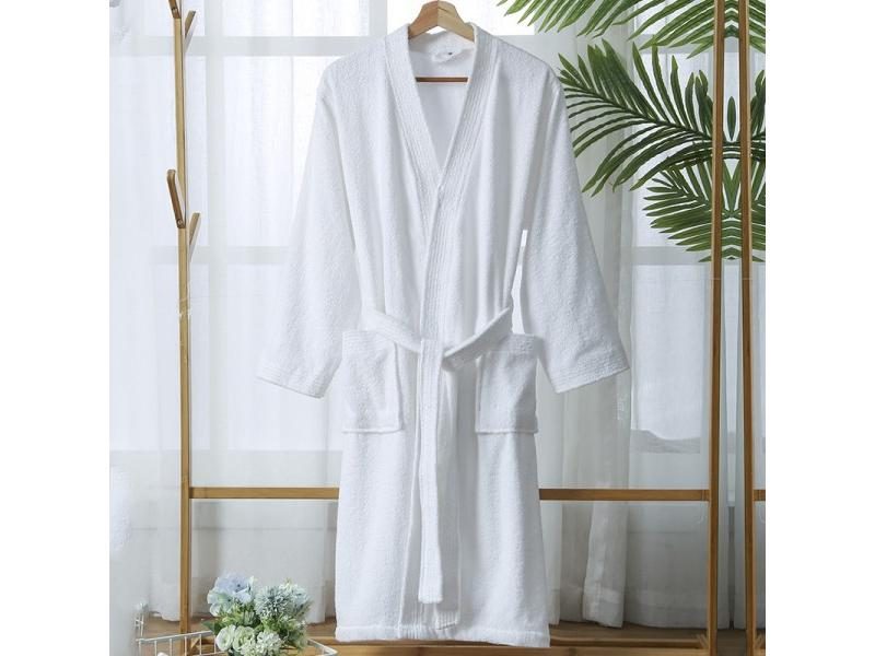 100 Cotton Long Thick Absorbent Men's Terry Bathrobe Women's Dressing Gown Carousel 1