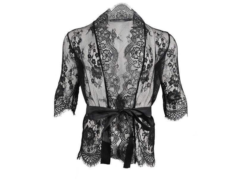 CLEVER-MENMODE Lace Short Robe Men Sexy Perspective Pyjama Nightwear Carousel 1