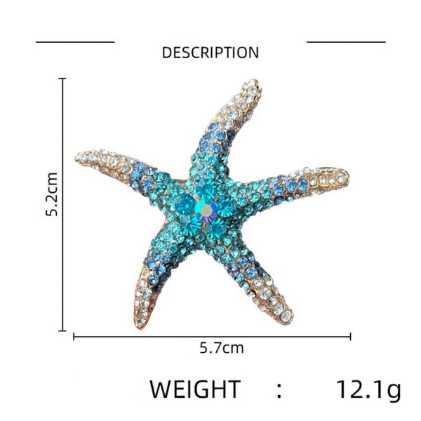 Sparkling Blue Starfish Brooch – Ocean-Inspired Statement Pin Carousel 3