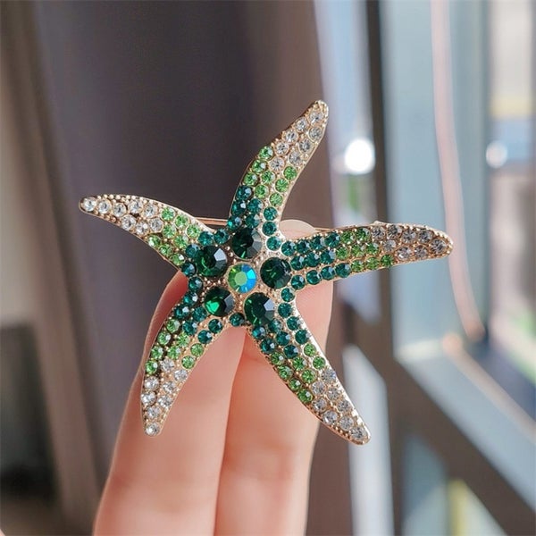Sparkling green Starfish Brooch – Ocean-Inspired Statement Pin Carousel 1