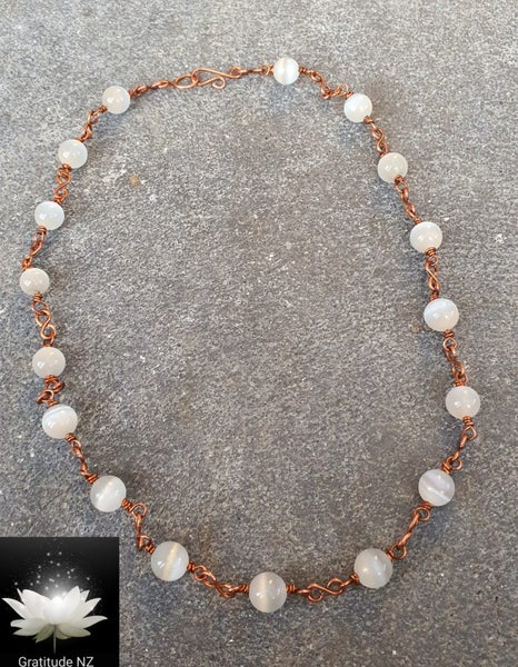 Stunning Copper Infinity White Cat's Eye Necklace Carousel 1