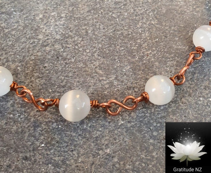 Stunning Copper Infinity White Cat's Eye Necklace Carousel 2