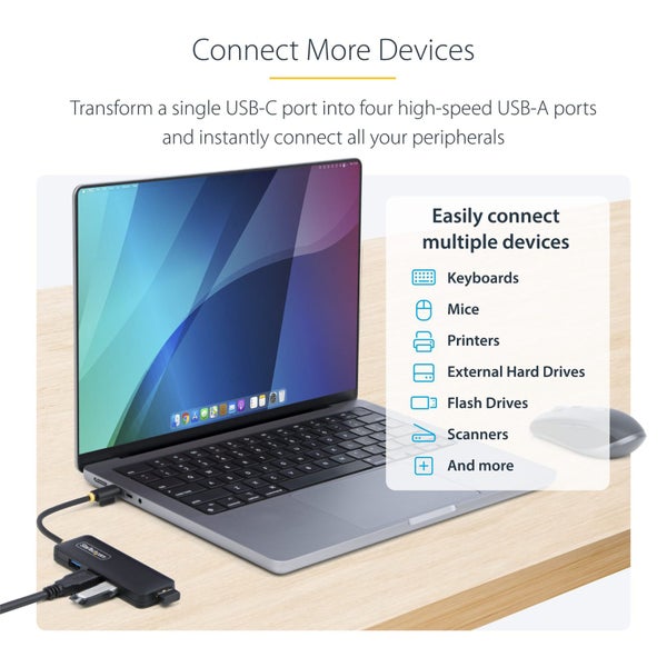 StarTech.com H5C4A-USB-HUB 4-Port USB Hub USB-C to 4x USB-A 5Gbps Carousel 8