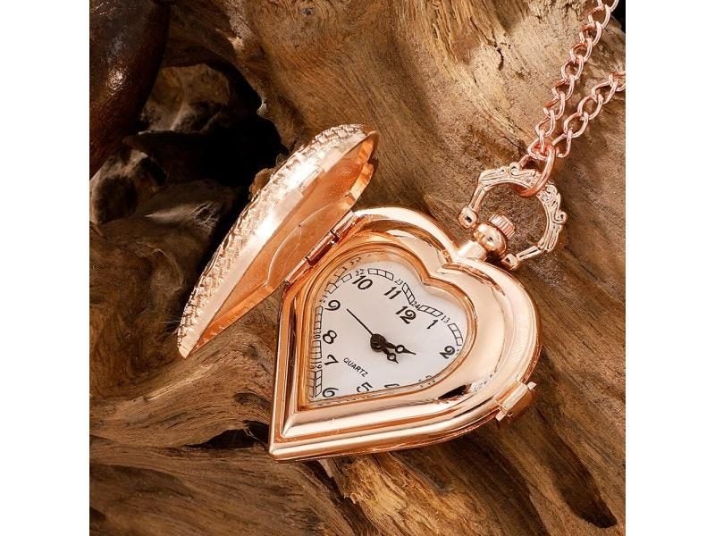Women Love Antique Steampunk Vintage Quartz Pocket Watch Rose Gold
