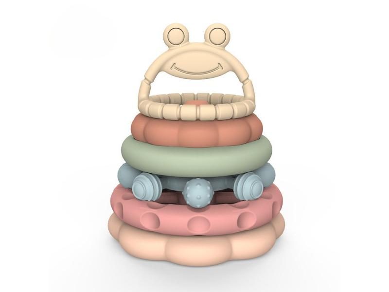 Stacking Cups Toy Fun Educational Baby Toys Silicone Soft Teething Toy Castle Carousel 1