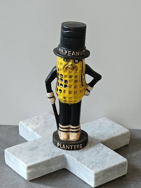 'Planters Peanuts'. Antique/Vintage Style Cast Iron Mr. Peanut Coin Bank Carousel 9