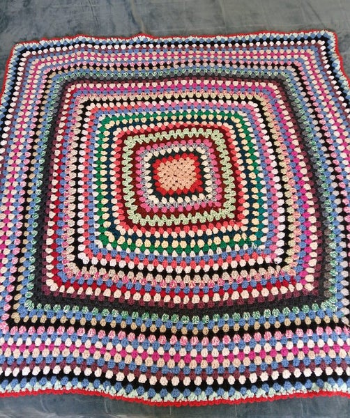 Vintage Crochet Square Granny Blanket Carousel 1