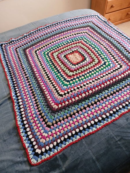 Vintage Crochet Square Granny Blanket Carousel 5