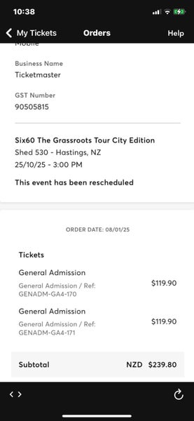 Six60 Napier Hawkes bay x2 tickets62863241835779111