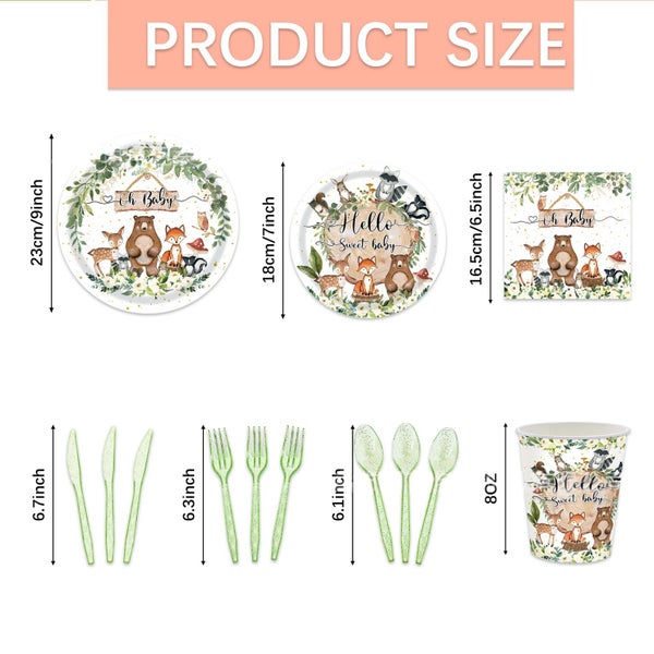 Woodland Jungle Oh Baby Baby Shower Girl or Boy Gender Reveal Party Tableware Carousel 7