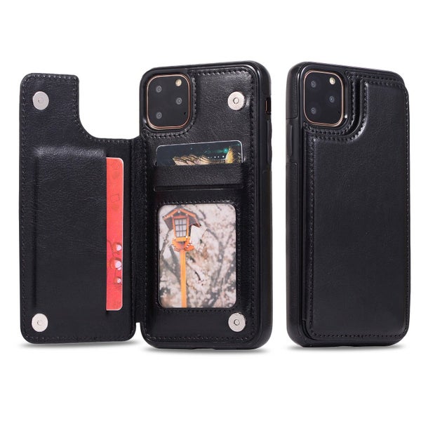 Samsung galaxy s21 ultra back wallet case pu leather black Carousel 1