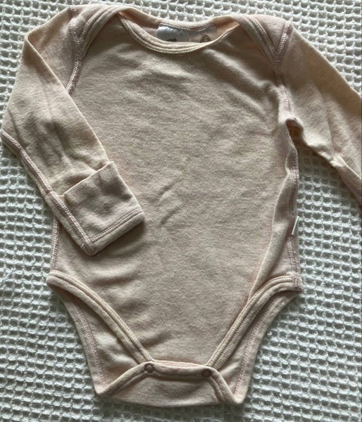 Very pale pink & cream merino blend bodysuit, size 00628638644899861122