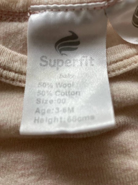 Very pale pink & cream merino blend bodysuit, size 0062863864489986111