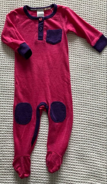 Bright pink & purple merino all in one by Teeny Weeny, size 0062866852633603114