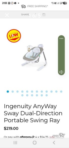 Ingenuity AnyWay Sway Dual-Direction Portable Swing Ray Carousel 1