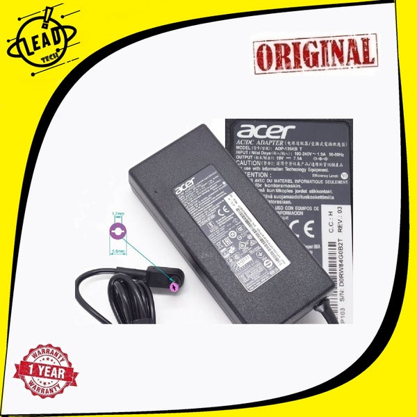 Acer 135W 19V 7.1A 5.5x1.7mm Original Power Adapter Carousel 1