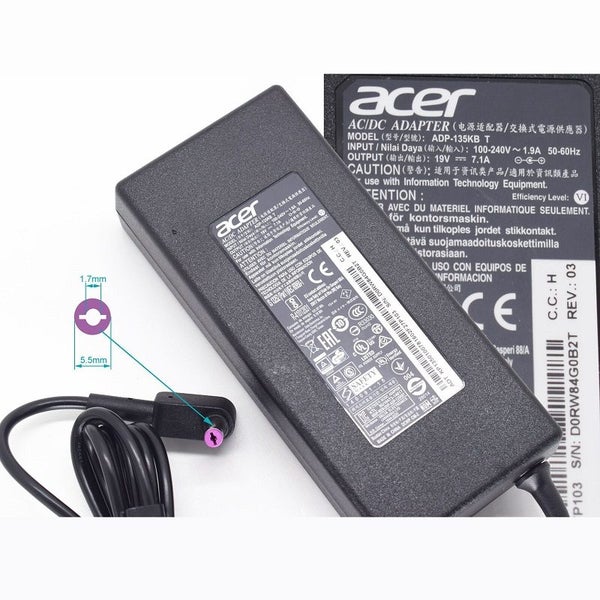 Acer 135W 19V 7.1A 5.5x1.7mm Original Power Adapter Carousel 2