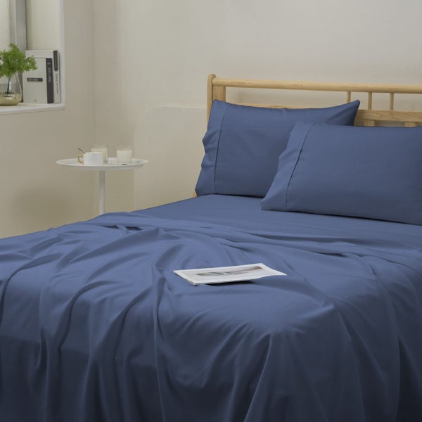 Dreamaker 1500TC Cotton Rich Sateen Sheet Set Navy King Single Bed Carousel 2