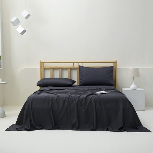 Dreamaker 1500TC Cotton Rich Sateen Sheet Set Charcoal King Single Carousel 1