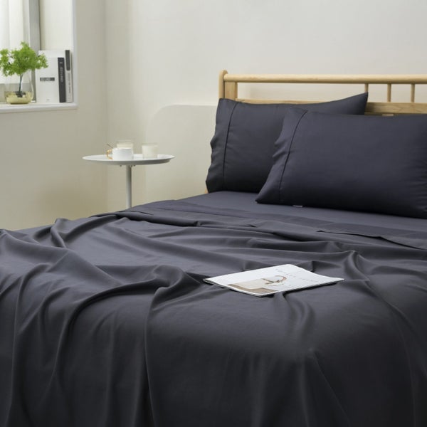 Dreamaker 1500TC Cotton Rich Sateen Sheet Set Charcoal King Single Carousel 2