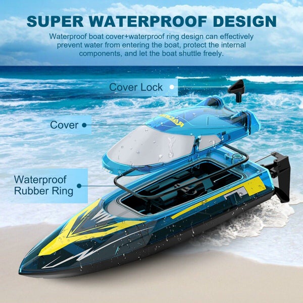 RC Boat 30+ KPH Remote Control Speedboat Racing Boats 60Min 3 Speeds Self Carousel 1