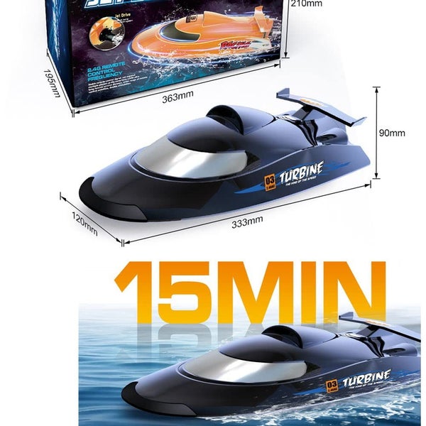 Turbojet Remote Control Speedboat 3-Speed 30km/h+ ABS Hull 150m 2.4G RC 30Mins Carousel 2