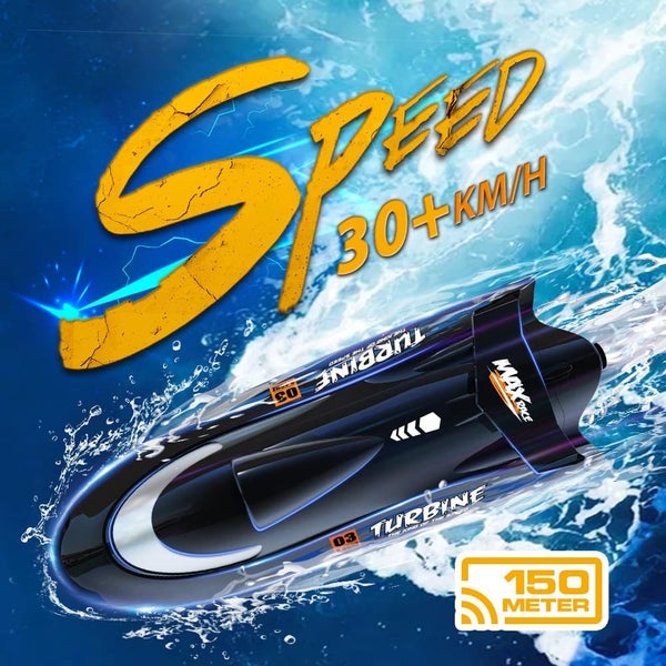 Turbojet Remote Control Speedboat 3-Speed 30km/h+ ABS Hull 150m 2.4G RC 30Mins Carousel 1