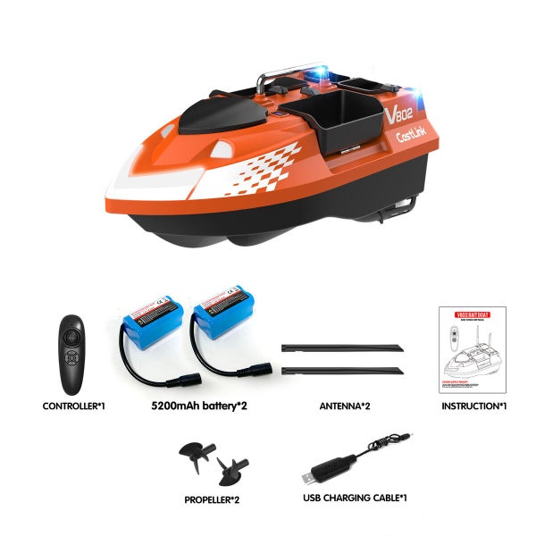 5200mAh 2 Batteries RC Bait Boat for Fishing Baits GPS 500M Range 2 HOURS Last Carousel 2