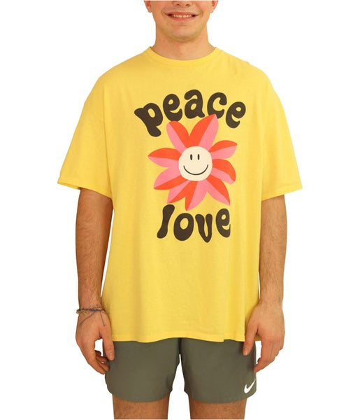 Junk Food Mens Peace Love Flower Graphic T-Shirt Carousel 1