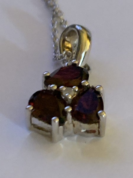 Garnet and Diamond Silver Necklace Carousel 1